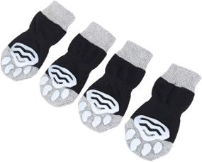 img 4 attached to 🧦 Popular PETSIMTO Set of 4 Anti-Slip Pet Socks – Pure Cotton Dog Socks for Paw Protection with Rubber Grip – Ideal Dog Boots for Hardwood Floors