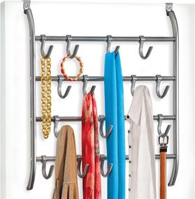 img 4 attached to 🧺 Maximize Space with Lynk Over Door or Wall Mount 16 Hook Rack: Shirt, Belt, Hat, Coat, Towel Organizer in Elegant Platinum