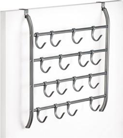 img 1 attached to 🧺 Maximize Space with Lynk Over Door or Wall Mount 16 Hook Rack: Shirt, Belt, Hat, Coat, Towel Organizer in Elegant Platinum