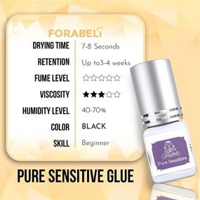 img 2 attached to 👁️ Forabeli Pure Sensitive Eyelash Extension Glue - NO Fume, NO Irritation, Professional Use, 7-8 Sec Drying Time, 3-4 Weeks Retention, Black Lash Adhesive - Perfect for Beginners | Eyelash Extension Supplies