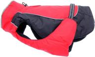 red and black alpine all-weather dog coat by doggie design logo