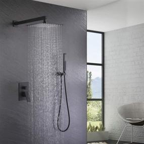 img 3 attached to 🚿 Enhance your Shower Experience with KES Complete Matte Black Shower System: 10 Inches Rain Shower Head, Handheld Shower, Valve & Trim Kit - Pressure Balanced (XB6230-BK)