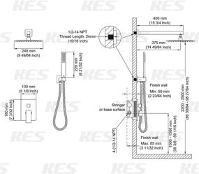 img 1 attached to 🚿 Enhance your Shower Experience with KES Complete Matte Black Shower System: 10 Inches Rain Shower Head, Handheld Shower, Valve & Trim Kit - Pressure Balanced (XB6230-BK)