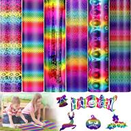 🌈 holographic rainbow adhesive vinyl: 6 sheets, 12"×12" - permanent diy craft vinyl for decals, signs, & decorations logo