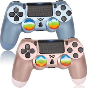 img 4 attached to 🎮 YU33 2 Pack Game Controller: PlayStation 4 Compatible Joystick with Wireless Function - Ideal for Girls, Kids, and Family Gaming (Titanium Blue+Pink Rose Gold Mando)