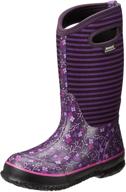 🌸 bogs kids winter snow boot with flower stripes - classic design logo