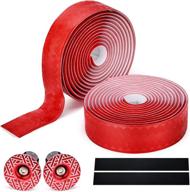 🚴 gonex bike handle wraps handlebar tape cycling pu leather + eva foam road bike bar wrap 2pcs with 2 finishing tapes & 2 handlebar plugs black/red logo