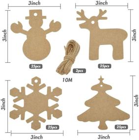 img 3 attached to 🎁 Рождественские бирки из крафт-бумаги - 100 шт. Дизайн снеговика, снежинки, оленя и ёлки - идеально подходит для рождественских подарков, самодельных проектов и свадеб.