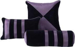 img 1 attached to Exquisite Chezmoi Collection Nobility 7-Piece Violet/Black Flocked Floral Comforter Set for Queen Beds