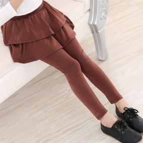 img 1 attached to 👧 Stylish and Stretchable Rysly Burgundy Leggings with Ruffle Detail for Girls