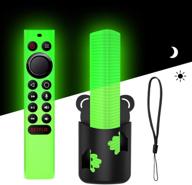 toluohu silicone case for nvidia shield tv pro/4k hdr tv remote controller: hand strap, anti-slip kids-friendly cover & free-punch remote holder set - glow green logo