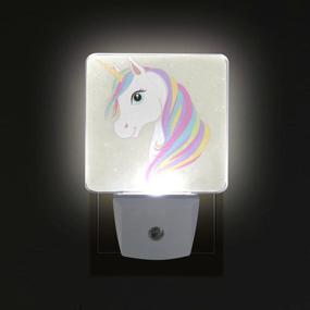 img 1 attached to 🦄 0.5W LED Night Light Lamp with Dusk to Dawn Sensor - White Unicorn Design for Bedroom, Bathroom, Hallway, Stairways - 2 Pack