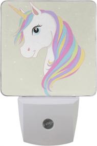 img 3 attached to 🦄 0.5W LED Night Light Lamp with Dusk to Dawn Sensor - White Unicorn Design for Bedroom, Bathroom, Hallway, Stairways - 2 Pack