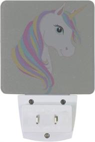 img 2 attached to 🦄 0.5W LED Night Light Lamp with Dusk to Dawn Sensor - White Unicorn Design for Bedroom, Bathroom, Hallway, Stairways - 2 Pack