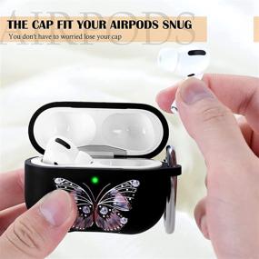 img 3 attached to 🦋 Чехол для AirPods Pro из силикона с печатным рисунком и карабином для девочек и женщин - Мягкий, милый дизайн с бабочками - Совместим с зарядным футляром Apple AirPods Pro.