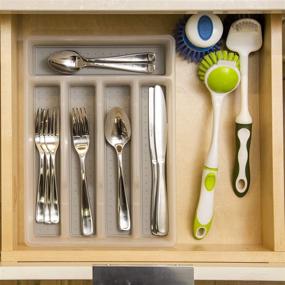 img 1 attached to 🍴 BINO 5-Slot Silverware Organizer - Frosted, Small - Utensil Drawer Organizer with Non-Slip Lining