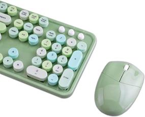 img 3 attached to 🌈 MOFii Wireless Keyboard and Mouse Set - 2.4G Retro Keyboard with Colorful Round Keys, Full Size Bubble Keyboard with Number Pad - Best for Windows PC Desktops (Green Colorful)