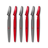 6-pack of precision eyebrow and facial hair grooming razors for men, enhance your masculinity (red) logo