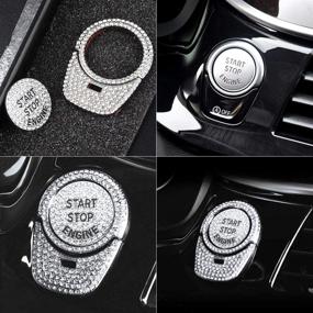 img 3 attached to LECART Bling Car Engine Start Stop Button Cover Trim For BMW Interior Accessories Premium Zinc Alloy Ignition Starter Covers Compatible For BMW 5 Series 6GT Series 7 Series X3 Series X4 M5 Silver 3Pcs