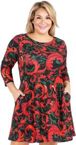 img 1 attached to 🎄 Stylish Christmas Dresses: Pockets, Sleeves & Poinsettia - Women's Clothing in Dresses