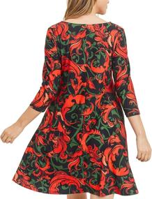 img 2 attached to 🎄 Stylish Christmas Dresses: Pockets, Sleeves & Poinsettia - Women's Clothing in Dresses