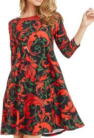 img 4 attached to 🎄 Stylish Christmas Dresses: Pockets, Sleeves & Poinsettia - Women's Clothing in Dresses