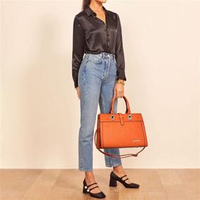 img 3 attached to 👜 Stylish Women's Handbag: Flap-over Belt Shoulder Bag with Top Handle, Tote Satchel Purse, Perfect for Work, Includes Matching Wristlet