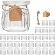 🍮 7 oz glass yogurt jars with lids, clear glass pudding jars with plastic tops - 30 pack логотип