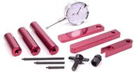 pinion depth setting tool with dial indicator: aluminum stand, red anodized, includes adapters - each logo