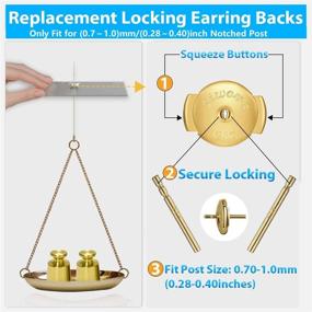 img 2 attached to 💎 Siwoms 2-Pairs 18K Gold Plated Locking Earring-Back Replacements for Secure Diamond Studs, Hypoallergenic Sterling Silver Backings for Notched Post (0.7～1.0mm)