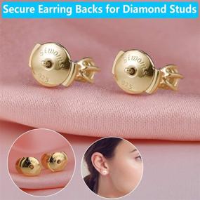 img 4 attached to 💎 Siwoms 2-Pairs 18K Gold Plated Locking Earring-Back Replacements for Secure Diamond Studs, Hypoallergenic Sterling Silver Backings for Notched Post (0.7～1.0mm)