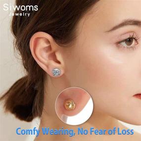 img 3 attached to 💎 Siwoms 2-Pairs 18K Gold Plated Locking Earring-Back Replacements for Secure Diamond Studs, Hypoallergenic Sterling Silver Backings for Notched Post (0.7～1.0mm)