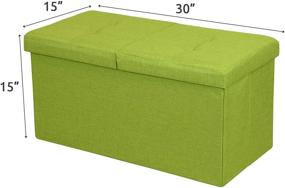 img 1 attached to 30-inch Lime Green Otto & Ben Folding Toy Box Chest with Smart Lift Top Upholstered Tufted Ottomans Bench Foot Rest for Bedroom and Living Room