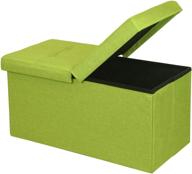 30-inch lime green otto & ben folding toy box chest with smart lift top upholstered tufted ottomans bench foot rest for bedroom and living room logo