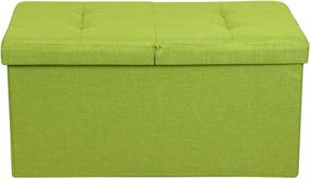 img 3 attached to 30-inch Lime Green Otto & Ben Folding Toy Box Chest with Smart Lift Top Upholstered Tufted Ottomans Bench Foot Rest for Bedroom and Living Room