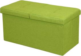 img 2 attached to 30-inch Lime Green Otto & Ben Folding Toy Box Chest with Smart Lift Top Upholstered Tufted Ottomans Bench Foot Rest for Bedroom and Living Room