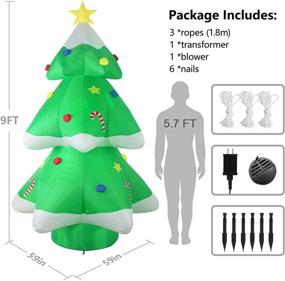 img 2 attached to 🎄 Fashionlite 9FT Lighted Inflatable Christmas Tree – Led Multi Color Rotating Light, Giant Blow Up Xmas Tree for Indoor & Outdoor Yard Decorations, Home Garden Family Prop, Holiday Lawn Party Décor