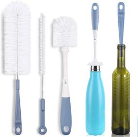 img 4 attached to Bottle Cleaning Brush Set: Long Water Bottle and Straw Cleaning Brushes for Kitchen Scrubbing - Set of 3
