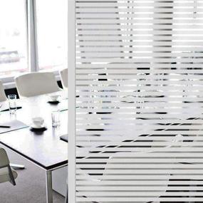 img 2 attached to Qualsen Privacy Window Film - Frosted Stripe - Non-Adhesive Static Cling Glass Film - Window Stickers for Meeting Room, Home, and Office - Size: 17.7 x 78.7 inch