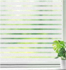 img 4 attached to Qualsen Privacy Window Film - Frosted Stripe - Non-Adhesive Static Cling Glass Film - Window Stickers for Meeting Room, Home, and Office - Size: 17.7 x 78.7 inch