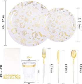 img 3 attached to 🍽️ Premium THALIA Gold Plastic Dinnerware Set for Thanksgiving - 175pcs, Serves 25 Guests