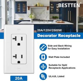 img 3 attached to 🔌 10 Pack of BESTTEN 20 Amp Decorator Receptacle Outlets - Non-Tamper Resistant, UL Listed, White (20A/125V/2500W)