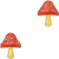 🍄 cute fall woodland mushroom stud earrings: 14k gold plated delight for her - perfect small gift idea logo