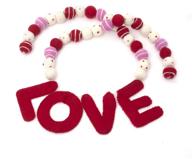 ❤️ valentine's glaciart one felt ball garland - 12-foot decorative wool wall and window home decor - red, pink, white, swirl balls for valentine's day, wedding, baby shower party - 36 balls, love banner logo