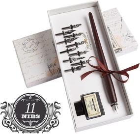 img 4 attached to ✒️ Hethrone Handcrafted Wooden Dip Pen Calligraphy Set with 11 Nibs & Black Ink