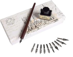 img 2 attached to ✒️ Hethrone Handcrafted Wooden Dip Pen Calligraphy Set with 11 Nibs & Black Ink