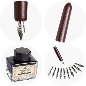 img 1 attached to ✒️ Hethrone Handcrafted Wooden Dip Pen Calligraphy Set with 11 Nibs & Black Ink