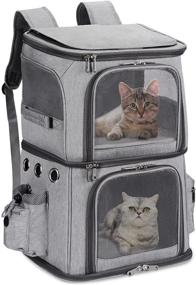 img 4 attached to 🐾 HOVONO Double-Compartment Pet Carrier Backpack: Travel with 2 Cats, Ideal for Hiking, Camping, and Exploring
