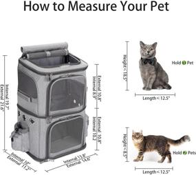 img 3 attached to 🐾 HOVONO Double-Compartment Pet Carrier Backpack: Travel with 2 Cats, Ideal for Hiking, Camping, and Exploring