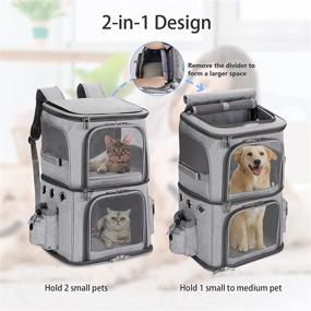 img 2 attached to 🐾 HOVONO Double-Compartment Pet Carrier Backpack: Travel with 2 Cats, Ideal for Hiking, Camping, and Exploring